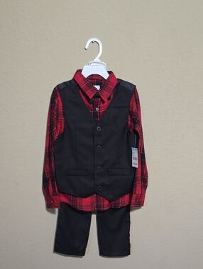 Sears Boys Black Vest with Tango Red Accents Dress Set